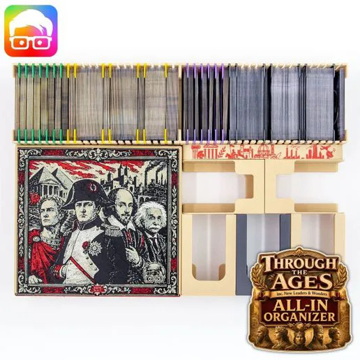 Through the Ages all-in organizer (inc. New Leaders and Wonders exp.) by @ammedia3d [tabletop board game inserts sku: TTA001]