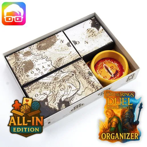 LOTR The Lord of the Rings: Duel for Middle-earth – ALL-IN Organizer (Base Game + Allies Expansion + 2 Promo Tiles in One Box) by @ammedia3d