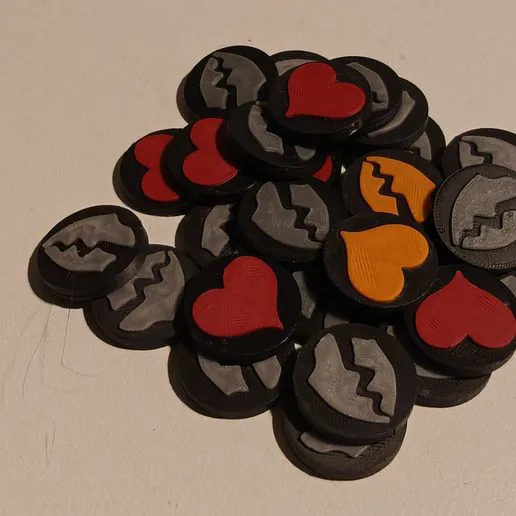 Custom Damage and Hit Point Tracker Tokens for Dungeon Mayhem and other games
