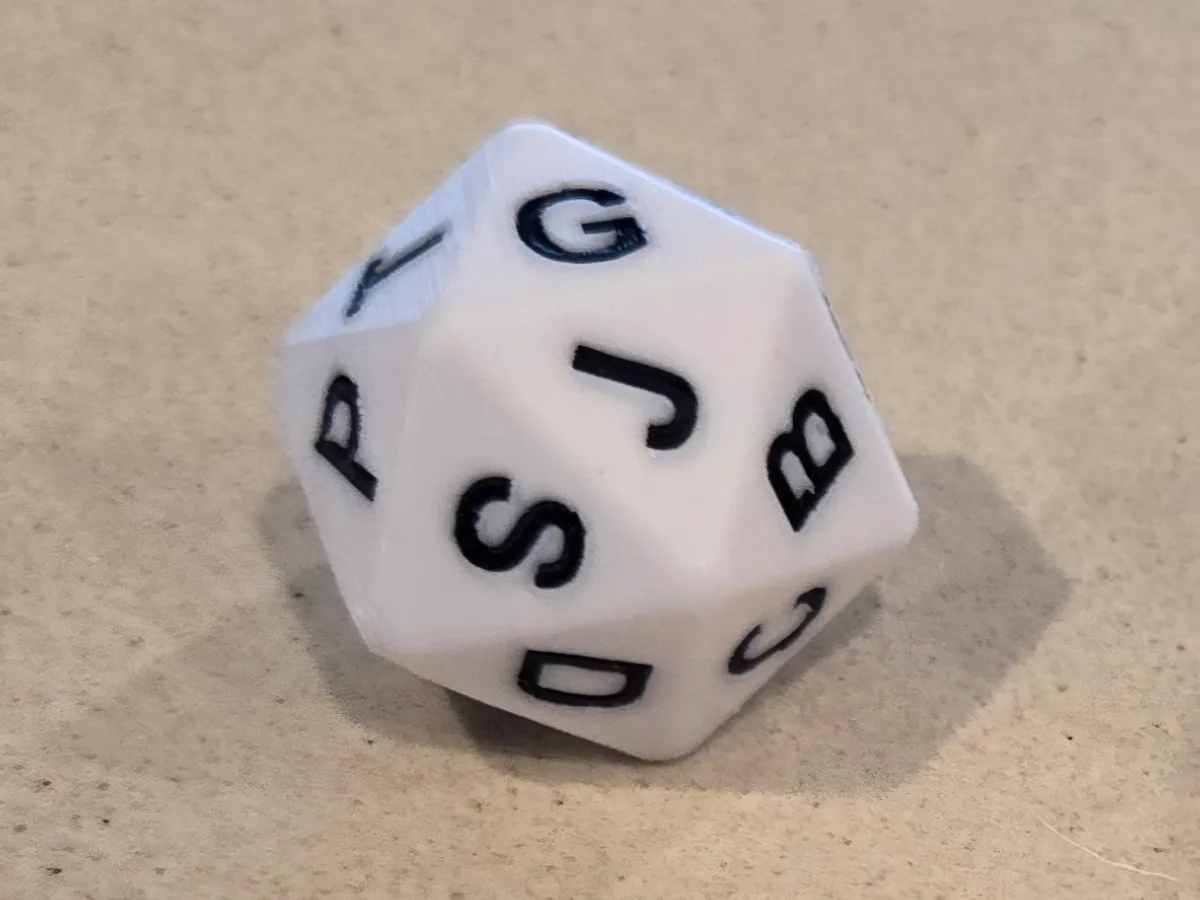 20 Sided Letter Dice - Scattergories Die