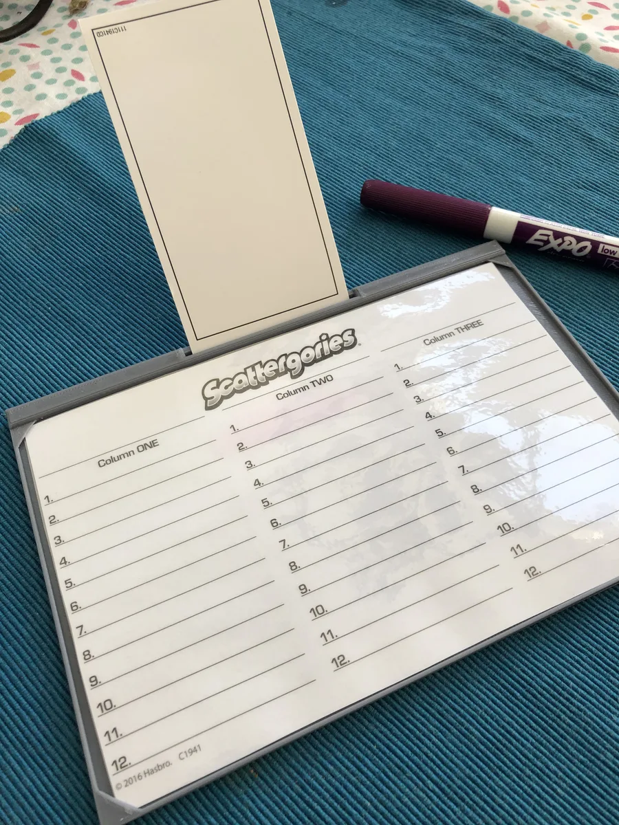 Scattergories Writing Board