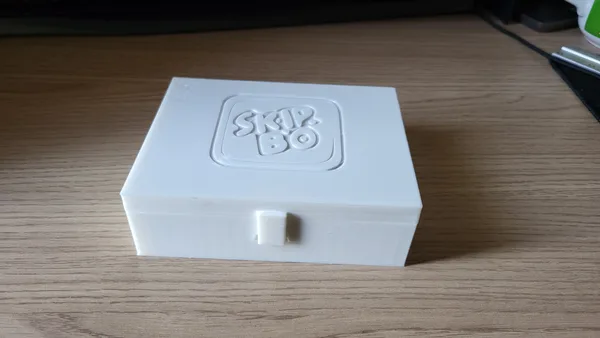 Skip-Bo Card Box with Hinged Lid and Snap Closure