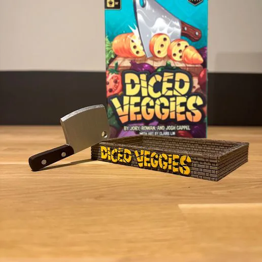 Diced Veggies, hatchet & wall