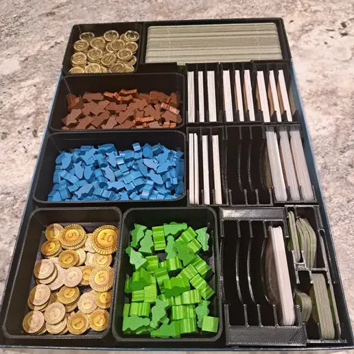 Nusfjord Board Game Insert - All expansions Plaice, Salmon, Trout and Besokende decks (Big Box Compatible)