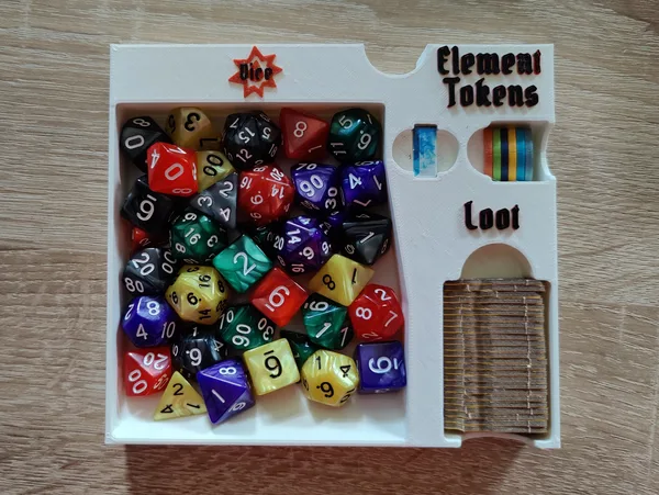 Frosthaven Tray for Loot, Elements and ONLY Dice Remix