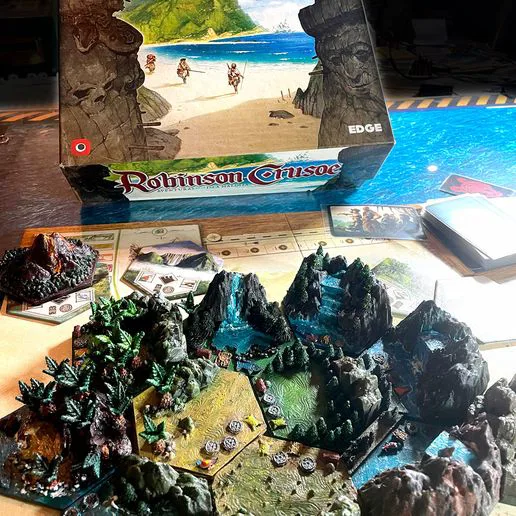 Complete set of 12 tiles for the board game: Robinson Crusoe: Adventures on the Cursed Island - Lucified
