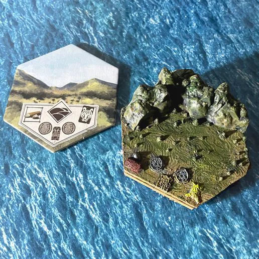Tile Island 3D Hills and plateau - Robinson Crusoe: Adventures on the cursed island - board game lucified