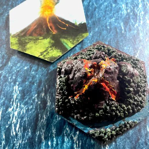 Tile Island 3D Volcano - Robinson Crusoe: Adventures on the cursed island - board game lucified