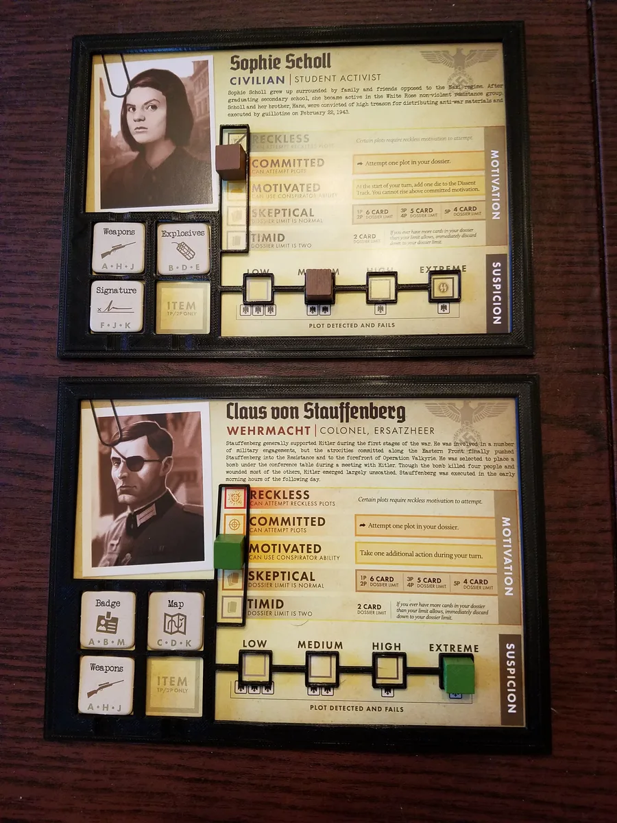 Black Orchestra Character Card Dash for base or expansion cards