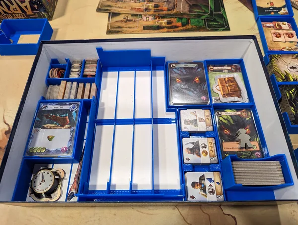 Lost Ruins of Arnak box insert/organizer with expansion (sleeved cards) - REMIX