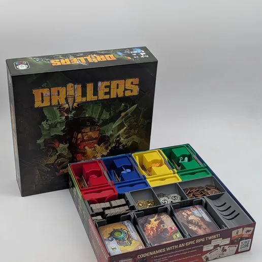 Drillers Board Game Insert & Organiser | Sleeved Cards & Zero Box Lift