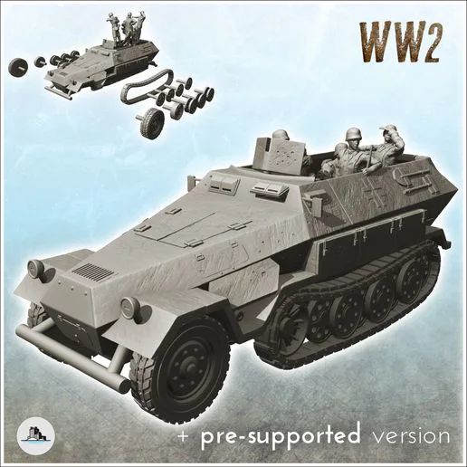 Sd.Kfz. 251-1 Ausf. A - (pre-supported version included) WW2 German Flames of War Bolt Action 15mm 20mm 25mm 28mm 32mm