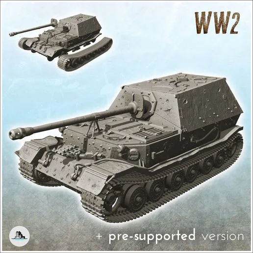 Jagdpanzer Ferdinand - (pre-supported version included) WW2 German Flames of War Bolt Action 15mm 20mm 25mm 28mm 32mm