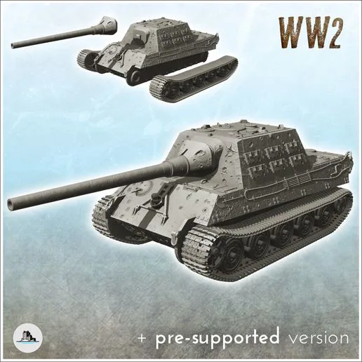 Jagdpanzer VI Jagdtiger - (pre-supported version included) WW2 German Flames of War Bolt Action 15mm 20mm 25mm 28mm 32mm