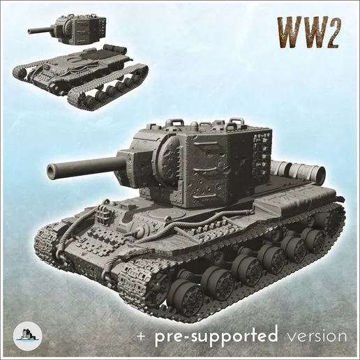 KV-2 - (pre-supported version included) WW2 USSR Russian Flames of War Bolt Action 15mm 20mm 25mm 28mm 32mm