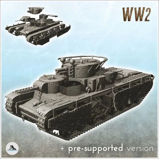 T-35A M1934 - (pre-supported version included) WW2 USSR Russian Flames of War Bolt Action 15mm 20mm 25mm 28mm 32mm