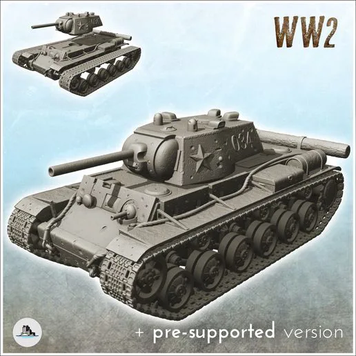 KV-1 M1941 - (pre-supported version included) WW2 USSR Russian Flames of War Bolt Action 15mm 20mm 25mm 28mm 32mm