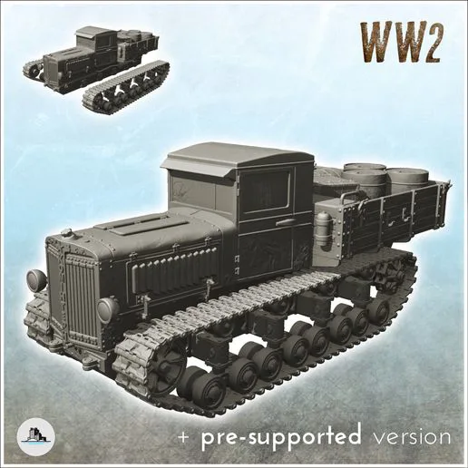 Komintern heavy artillery tractor - (pre-supported version included) WW2 USSR Russian Flames of War Bolt Action 15mm 20mm 25mm 28mm 32mm