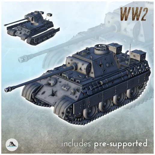 Panzer V Panther Ausf. A (damaged) - WW2 German Flames of War Bolt Action 15mm 20mm 25mm 28mm 32mm