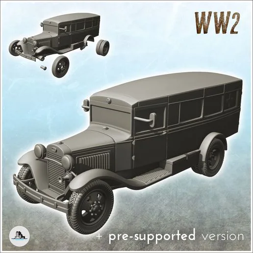 GAZ-55 medical truck - (pre-supported version included) WW2 USSR Russian Flames of War Bolt Action 15mm 20mm 25mm 28mm 32mm