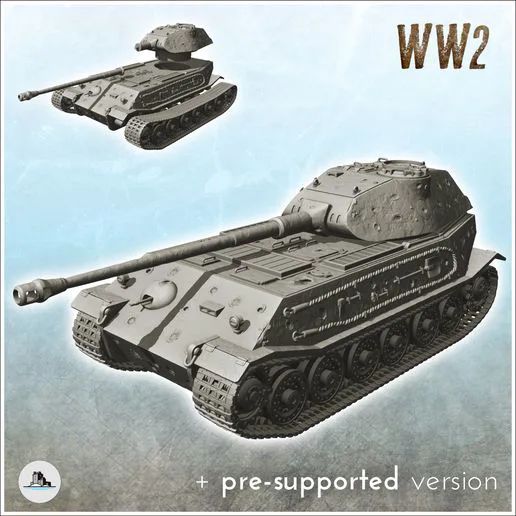 Panzer VI Tiger II VK 45.02 (P) - (pre-supported version included) WW2 German Flames of War Bolt Action 15mm 20mm 25mm 28mm 32mm