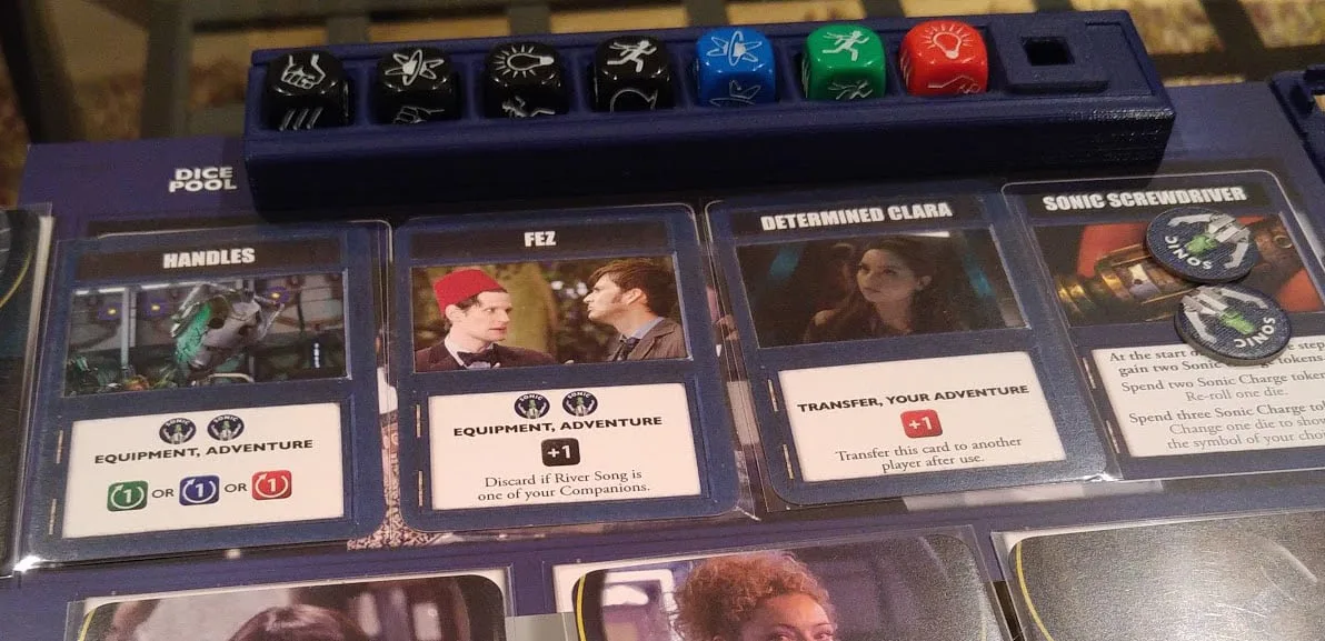 Sliding dice tray for Doctor Who: Time of the Daleks