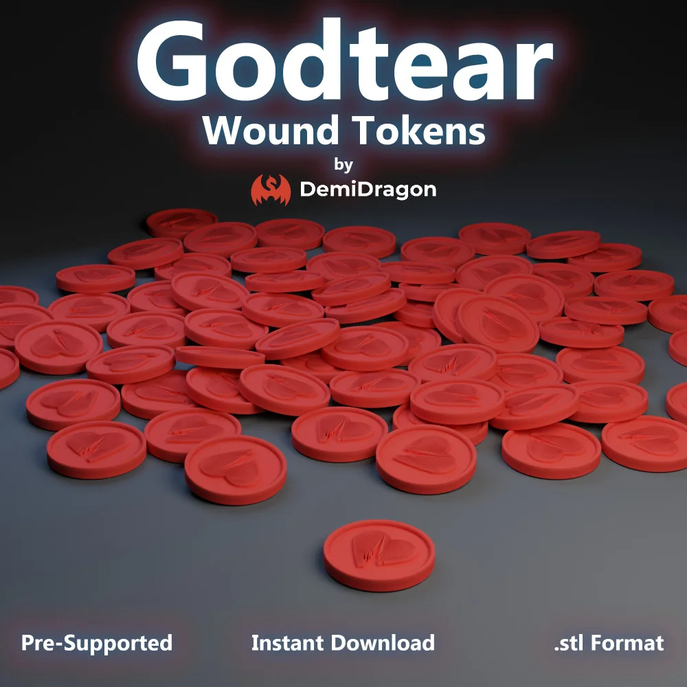 Godtear Compatible Wound/Health Tokens (Pre-Supported)