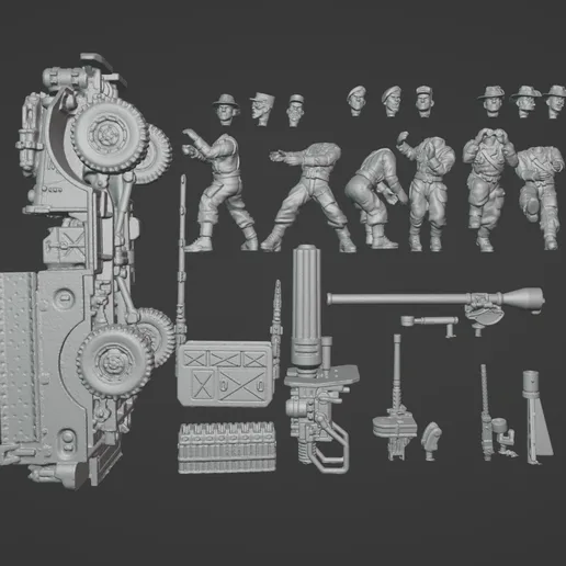 Dust 1947 - Allies - DODGE 4X4 COMMAND, Phaser Gun, Mortar and LIGHT TRANSPORT TRUCK Proxy