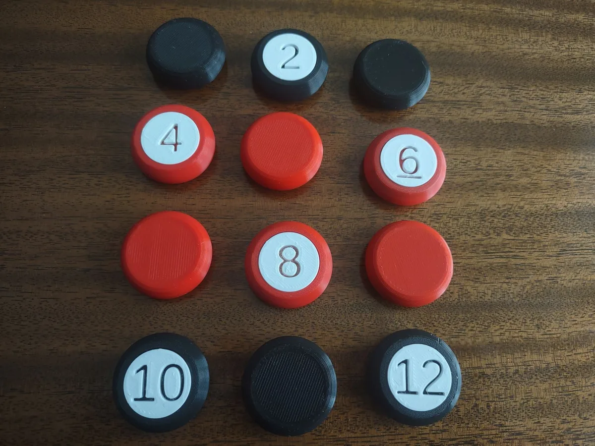 Dozen Numbered Discs (12 Chip Trick)