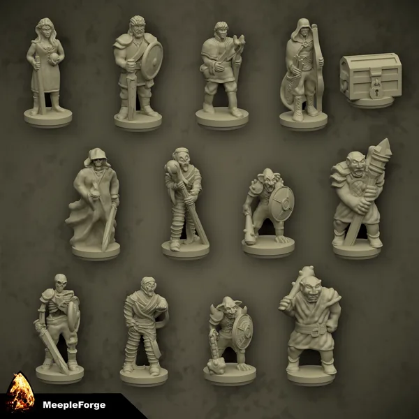 Tiny 3D Printable Heroes and Monsters (for Micro Dungeon)