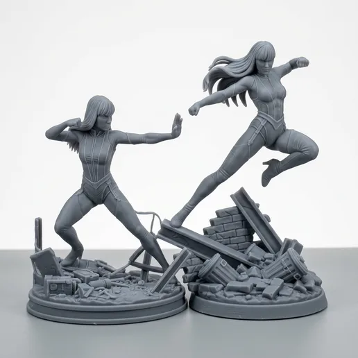 Silk Spectre Dual Pose - 32mm Batman Miniature Game Scale
