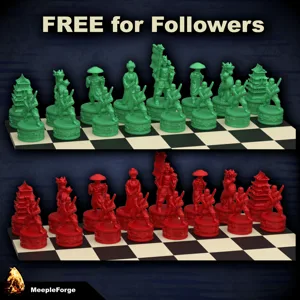 Chess Pieces - Japanese Shogun Style