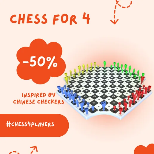 Chess for 4 Players - "Chinese Checkers" Edition (Interlocking Pieces)