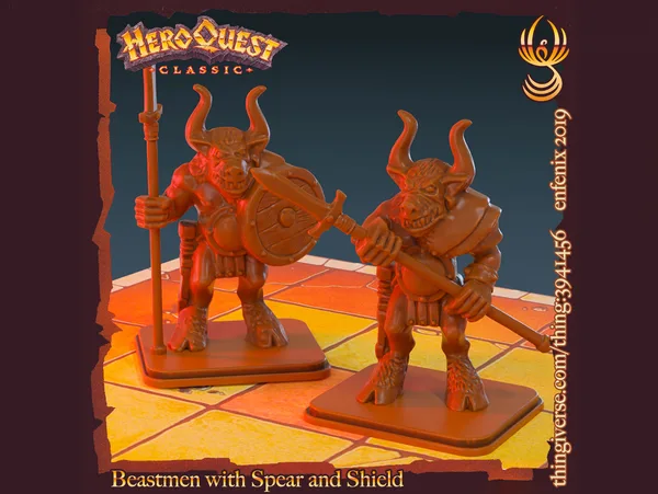 Battle masters - Beastmen with Spear and Shield - Chaos army