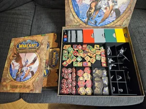 World of Warcraft - The Adventure Game + all character packs (organizer for sleeved cards)