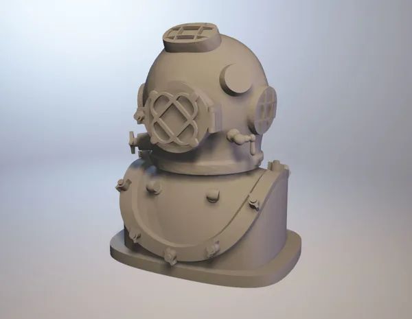 Diving Helmet HighPoly with base