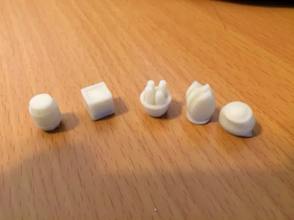 Board game bits - Barrel, Crate, Corn, Tobacco, Sugar (originally made for Black Fleet)