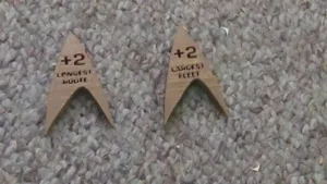 Longest route and largest fleet tokens for Star Trek Catan.