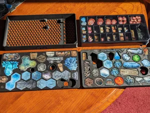 Frosthaven display organizer and storage for overlay tiles