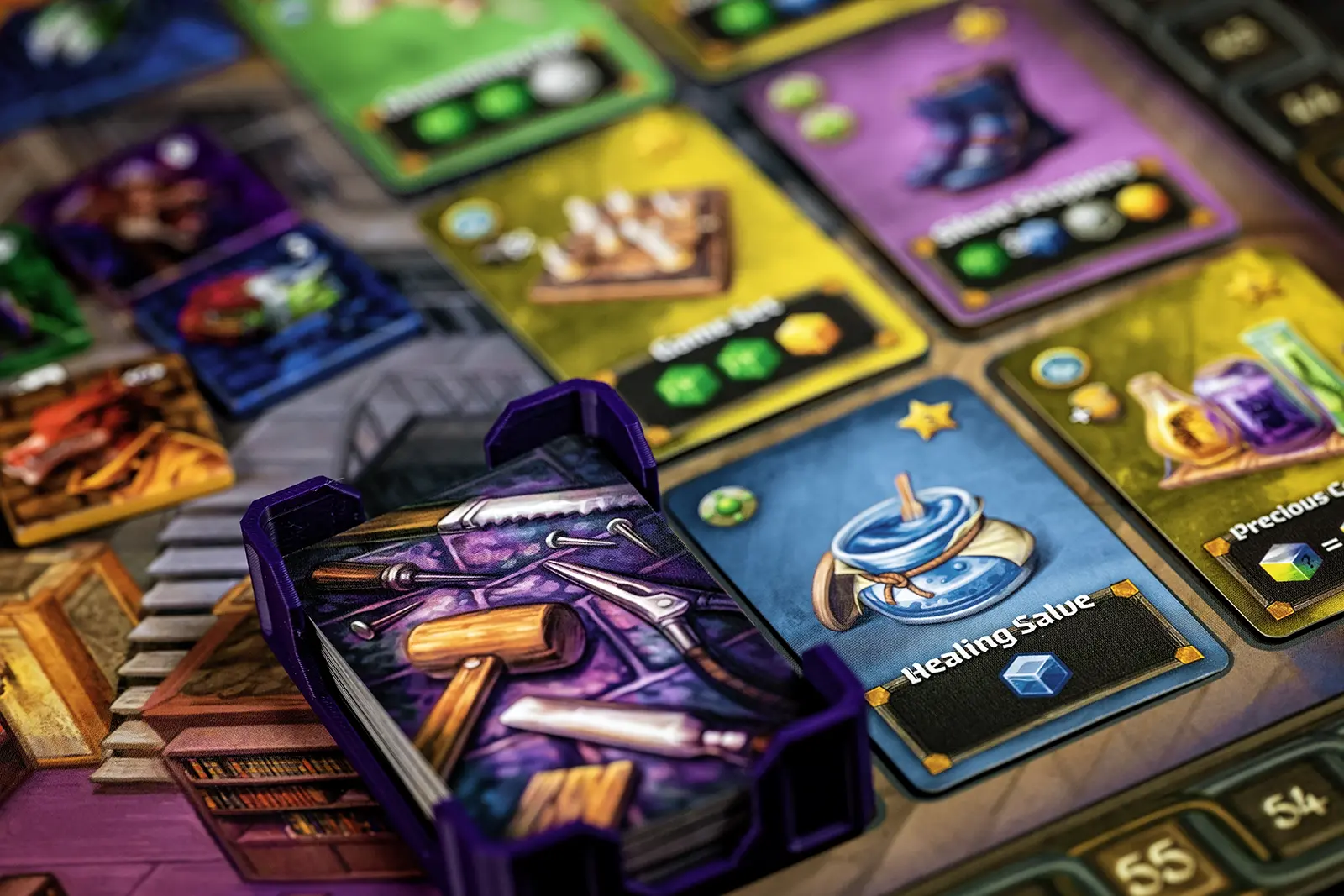 Item deck holder sits on the game board