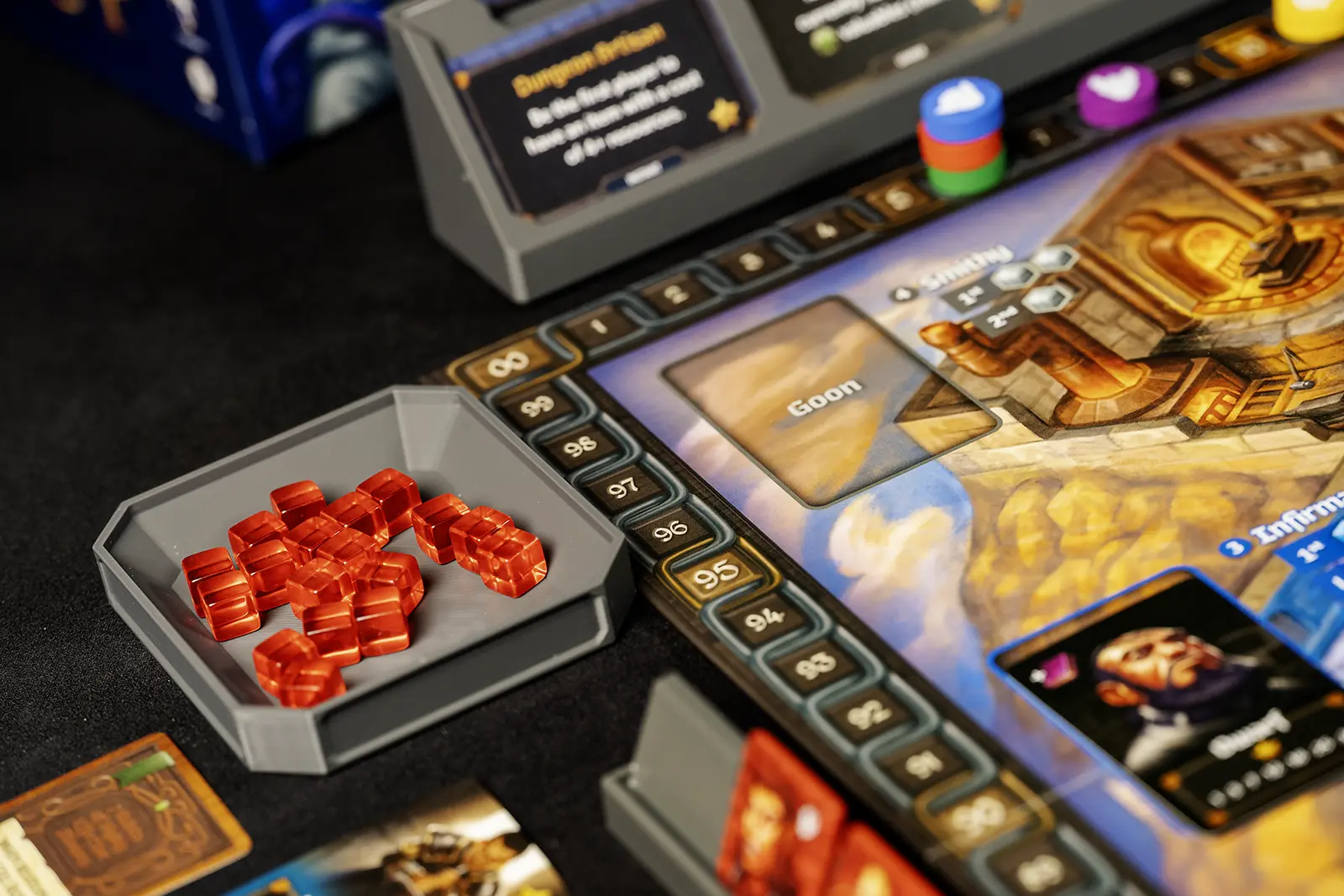 Power cube tray sits next to gameboard