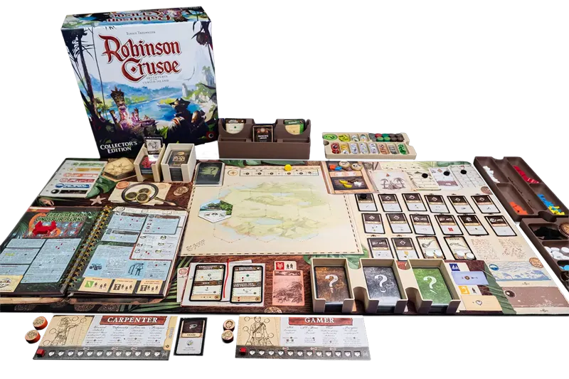 Robinson Crusoe - Layout with 3D insert components, view from front
