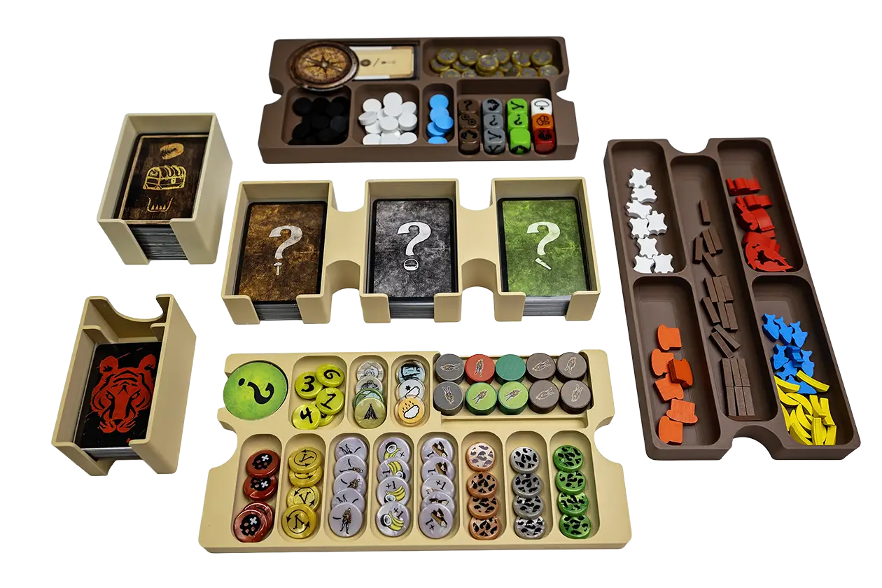 Robinson Crusoe - 3D printed insert trays and card holders used in during gameplay
