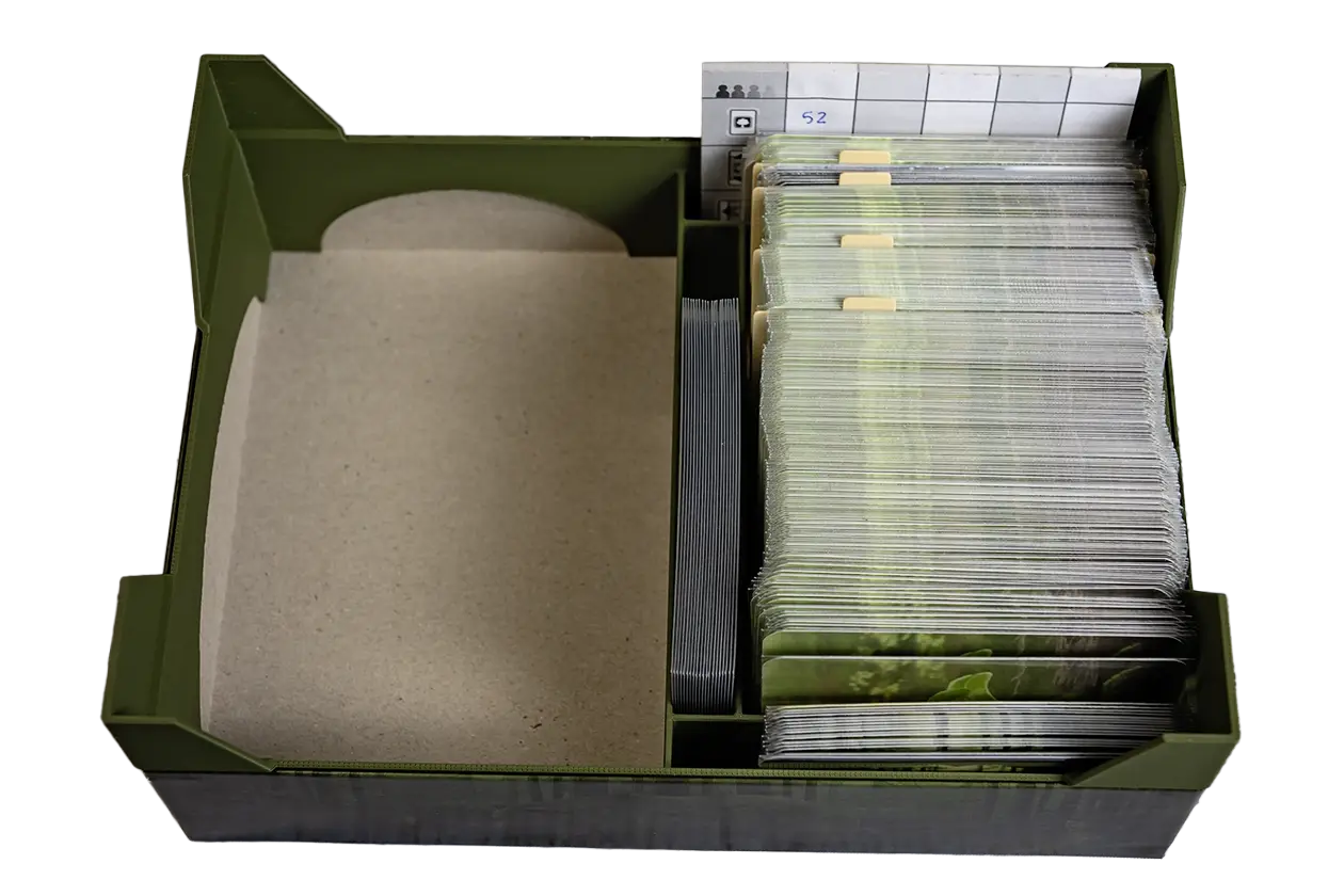 Card side filled with sleeved cards