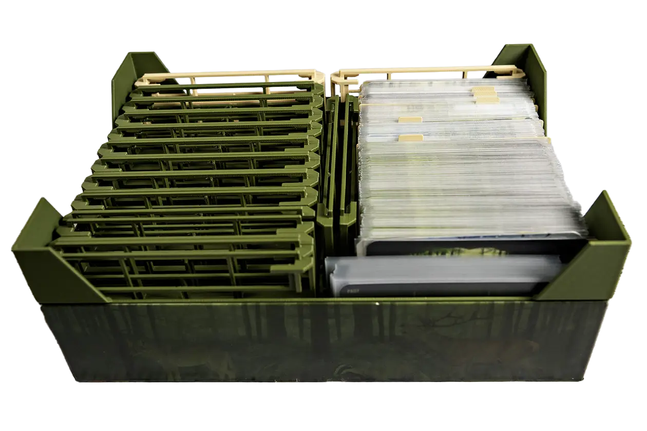 Filled with tree trays and all sleeved cards