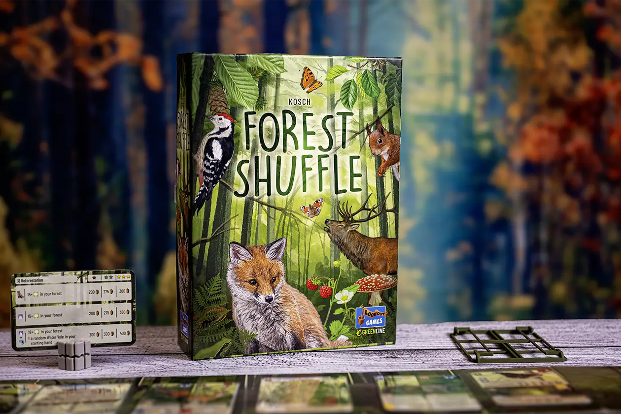 Forest Shuffle game box with Reforestation Challenge card