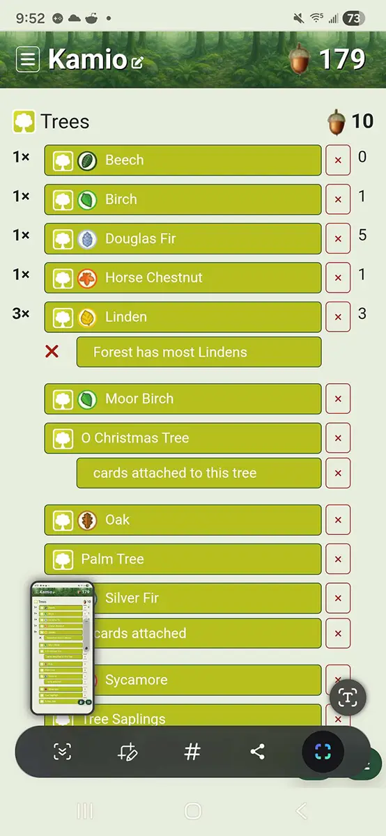 Forest Shuffle Scoring App - Select trees