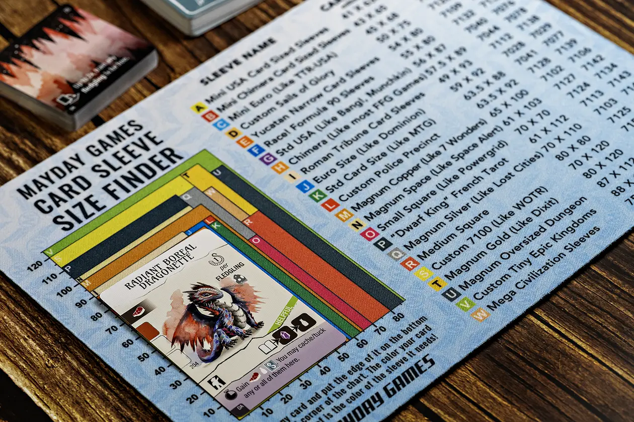Mayday Games Card Sleeve Size Finder mat
